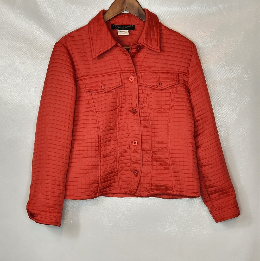 Harve Bernard Orange Button Down Quilted Jacket